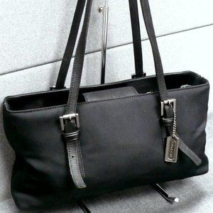 Coach Black Twill W/Leather Trim Shoulder Bag